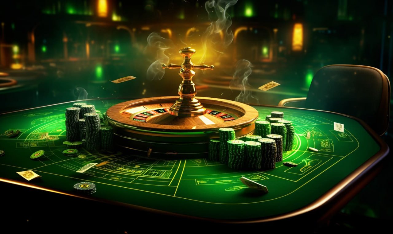 Mesin slot virtual dengan simbol warna merah dan latar gelap